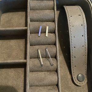 14k White Gold Minimal Earrings Set